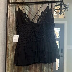 Free People Intimately black embroidered camisole. Double lined in cup . XL